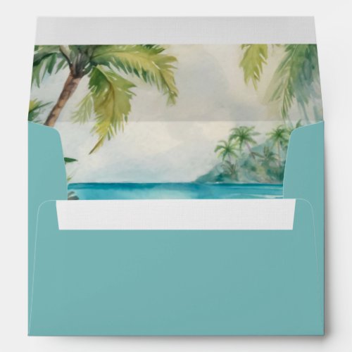 Paradise Palms Tropical Beach Turquoise Wedding Envelope