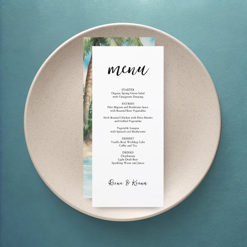 Paradise Palms Tropical Beach Wedding Menu