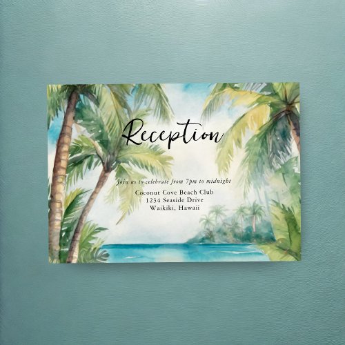 Paradise Palms Tropical Beach Wedding Reception Enclosure Card