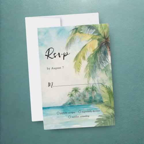 Paradise Palms Tropical Beach Wedding RSVP Card