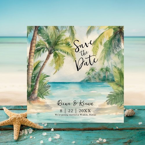 Paradise Palms Tropical Beach Wedding Save The Date