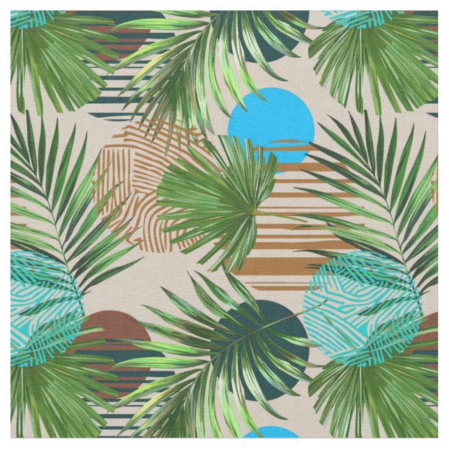Paradise plants Hawaiian pattern Fabric (Close Up)