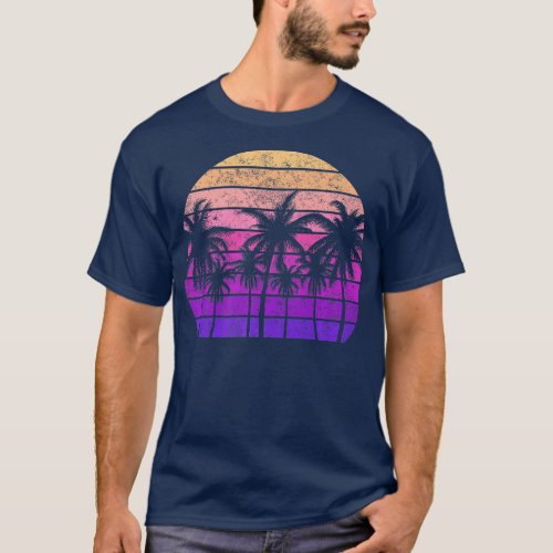 Paradise retro tropical beach with palm trees for  T_Shirt