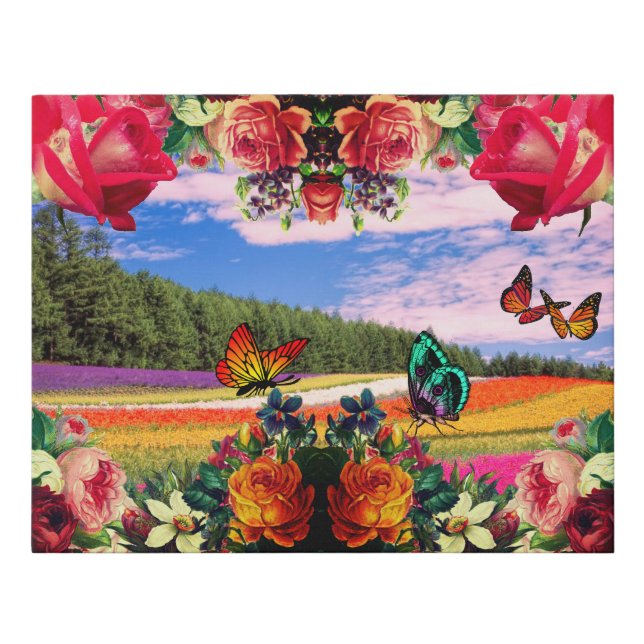 Paradise Rose Garden Faux Canvas Print (Front)