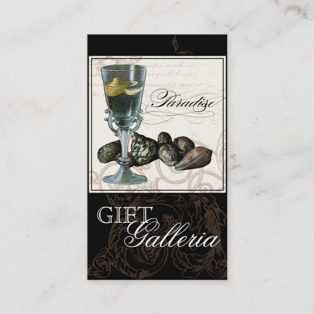 Paradise Shells Black Cream - Gift Store Business Business Card (Front)