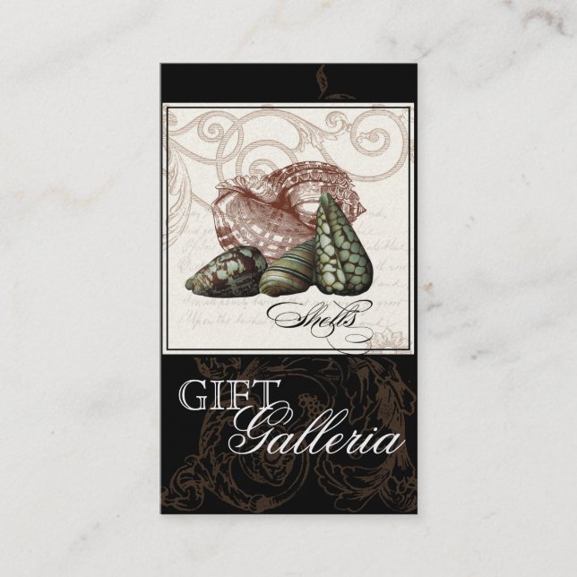 Paradise Shells Black Cream - Gift Store Business Card (Front)