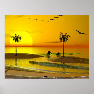 Paradise Shore Sunset Poster