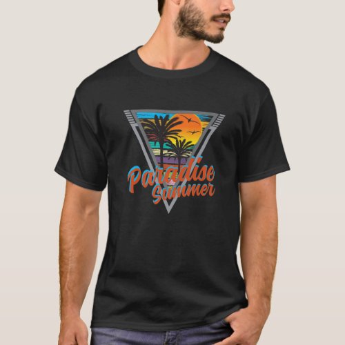 Paradise Summer Retro 80S Tropical Beach Sunset V T_Shirt
