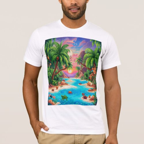 Paradise Tropical Pixels T_Shirt