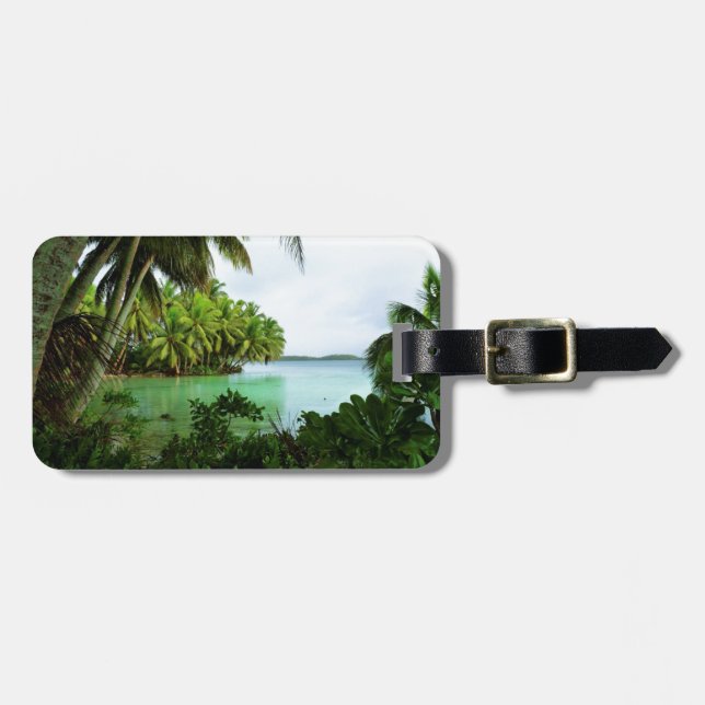 Paradise Turquoise Waters and Palm Trees Luggage Tag (Front Horizontal)