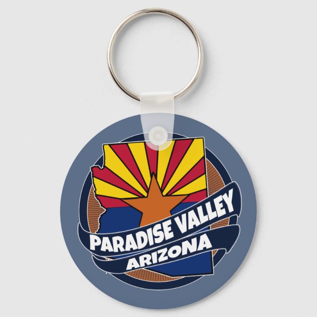 Paradise Valley Arizona flag burst keychain (Front)