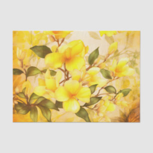PARADISE yellow tropical floral decoupage paper
