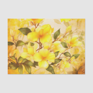 PARADISE yellow tropical floral decoupage paper