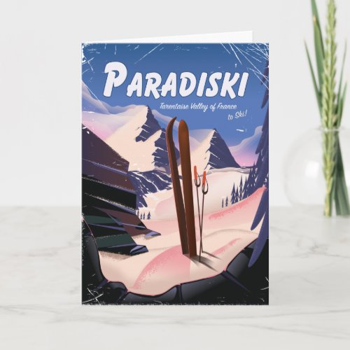 Paradiski Tarentaise Valley  France Ski poster Holiday Card