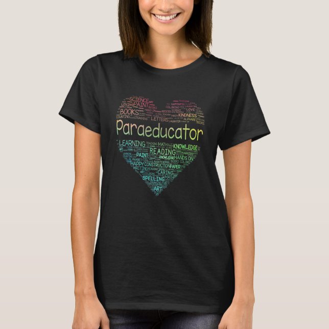 Paraeducator Tie Dye Heart Paraprofessional Back T T-Shirt (Front)