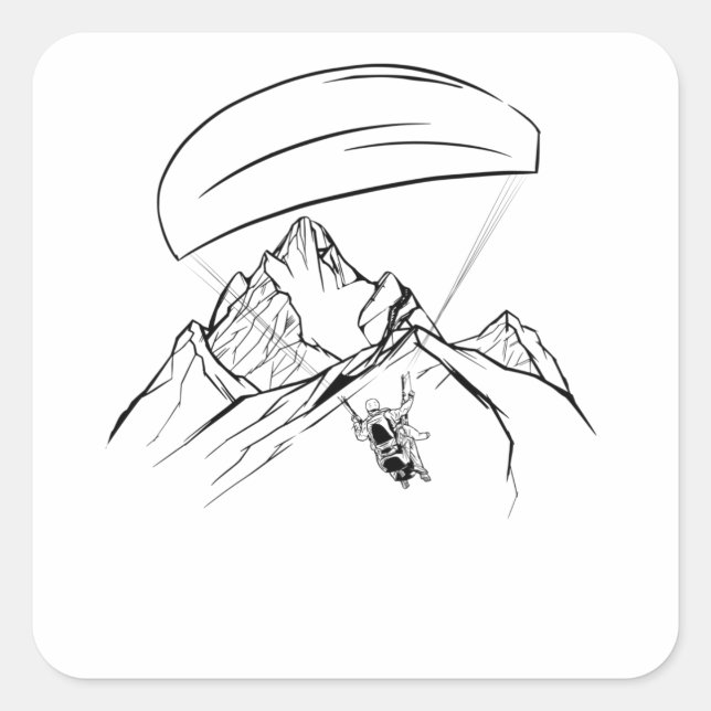 Paraglider Adventure Mountains Glide Square Sticker (Front)