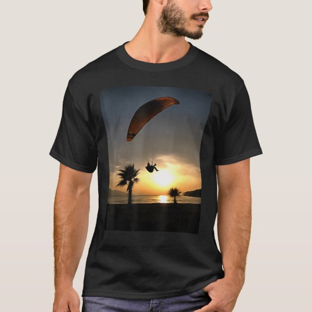 Paraglider Art at Dropzone at Twilight Adventure T-Shirt (Front)