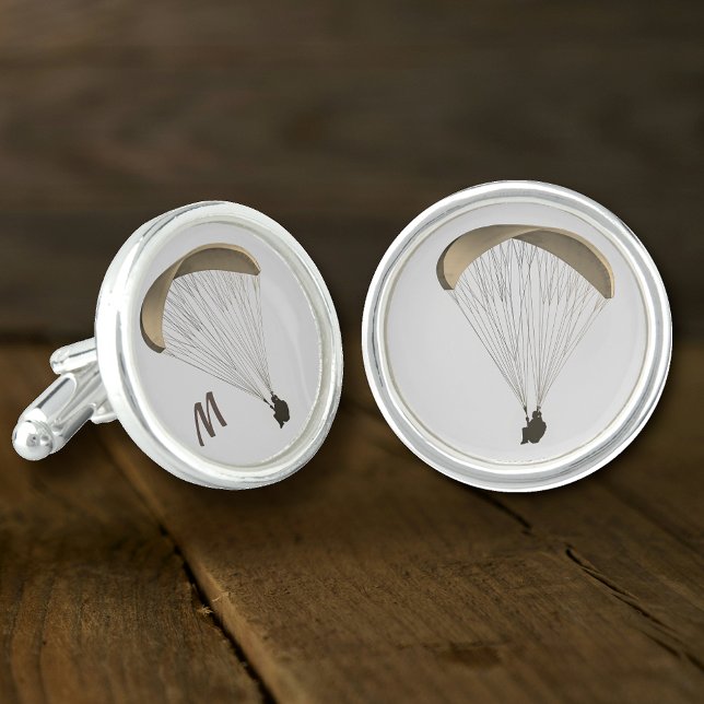 Paraglider Design with Optional Monogramme Cufflinks (Elegant paraglider design. (Monogram can easily be copied to second cufflink if required))