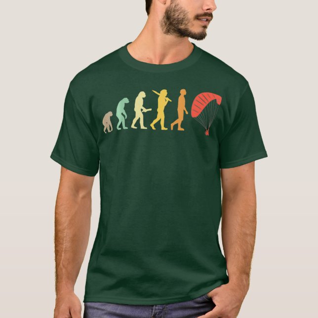 Paraglider Evolution Vintage Retro Paragliding T-Shirt (Front)