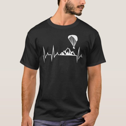 Paraglider Heartbeat Funny Paragliding Parachuting T_Shirt