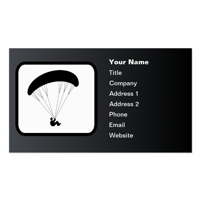 Paraglider Logo Customizable Black Business Card