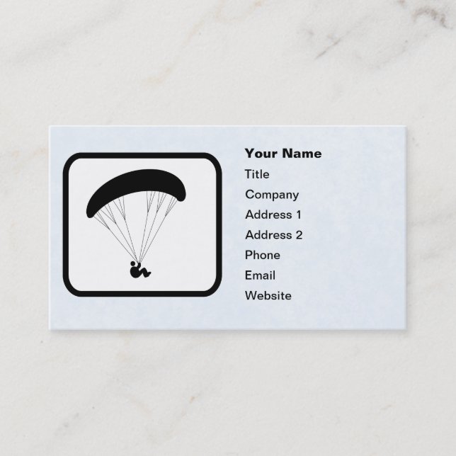 Paraglider Logo Customizable Template Business Card (Front)