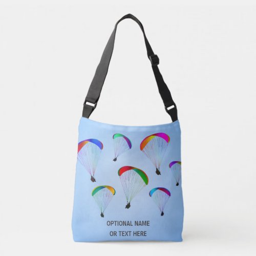Paraglider themed graphics _ colorful personalized crossbody bag