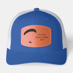 Paragliders flying club - slogan or event custom leather patch hat
