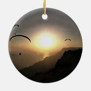 Paragliders Flying Wanderlust Extreme Sports Art Ceramic Ornament