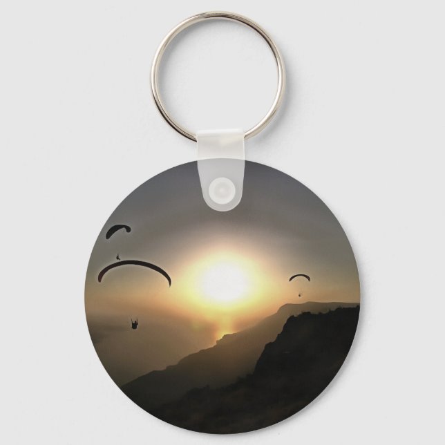 Paragliders Flying Wanderlust Extreme Sports Art Keychain (Front)