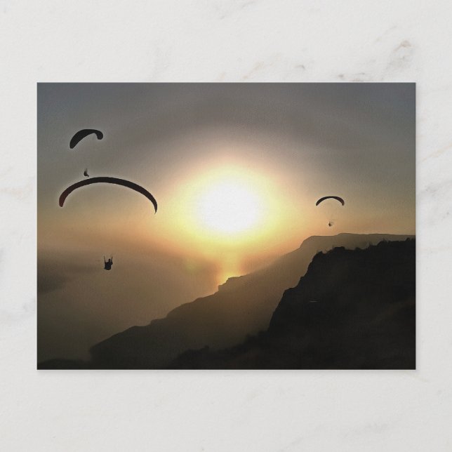 Paragliders Flying Wanderlust Extreme Sports Art Postcard (Front)