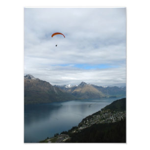 Paragliding above Queenstown, New Zealand Photo Print