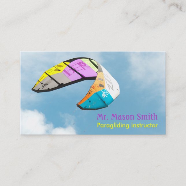 PARAGLIDING instructor - template Business Card (Front)
