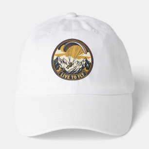 Paragliding Live To Fly Mountains Adventure Emblem Hat