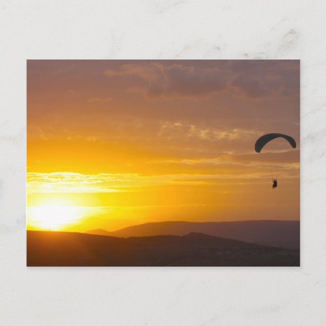 Paragliding on the sunset postcard (Front)