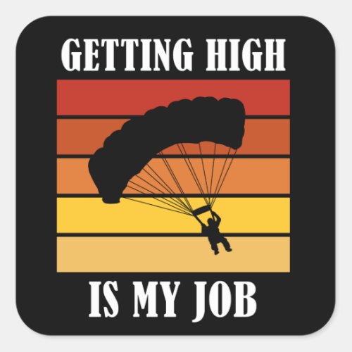 Paragliding Parachute Jumpin Skydiving Square Sticker