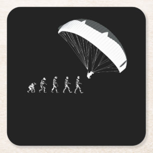 Paragliding Parachutes Soaring Evolution Square Paper Coaster