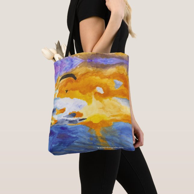 Paragliding Sunset Pacifica, CA Tote Bag (Close Up)