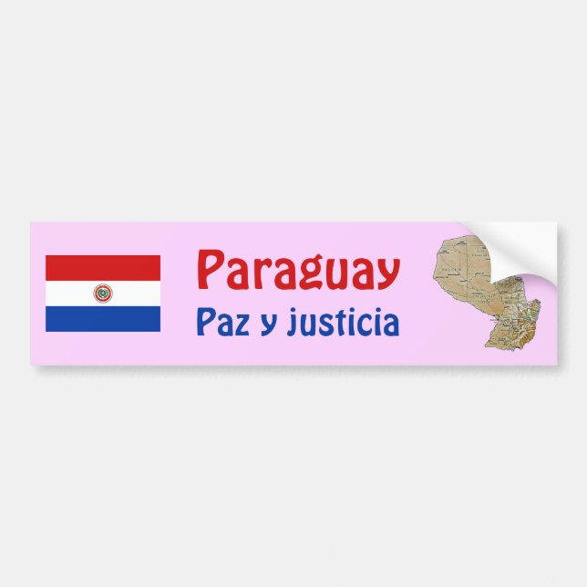 Paraguay Flag and Map Bumper Sticker (Front)