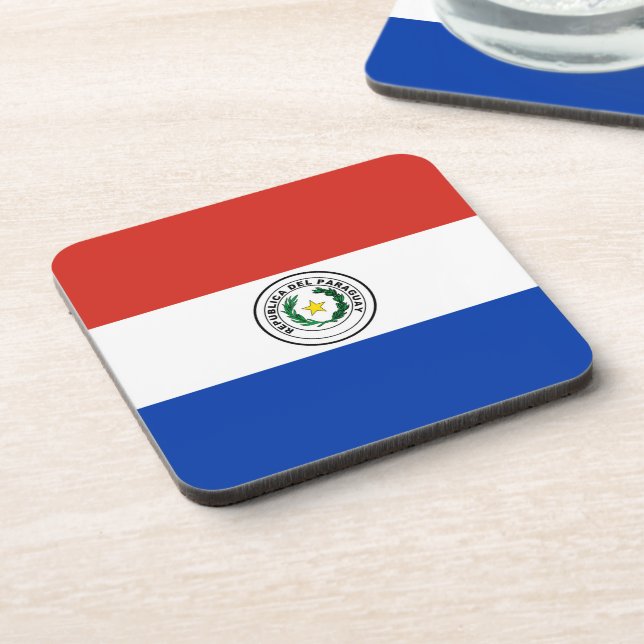 Paraguay flag beverage coaster (Left Side)