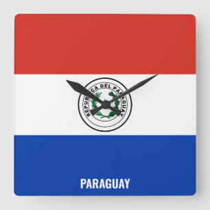 Paraguay Flag Dazzling Patriotic Square Wall Clock