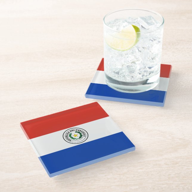 Paraguay flag glass coaster (Angled)
