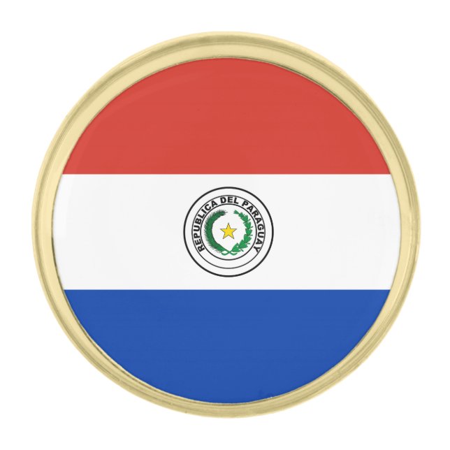 Paraguay Flag Gold Finish Lapel Pin (Front)