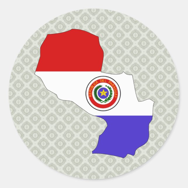 Paraguay Flag Map full size Classic Round Sticker (Front)