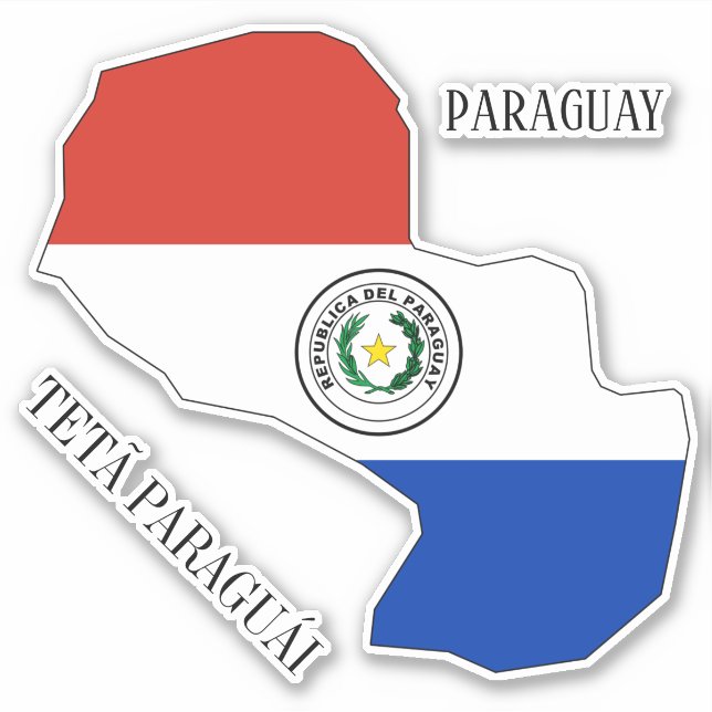 Paraguay Flag Map Outline Sticker (Front)