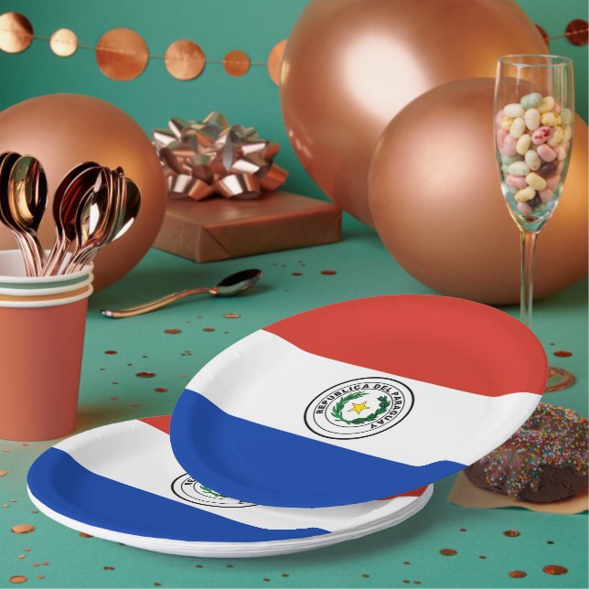 Paraguay flag paper plates (Multi)