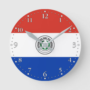 Paraguay Flag Round Clock