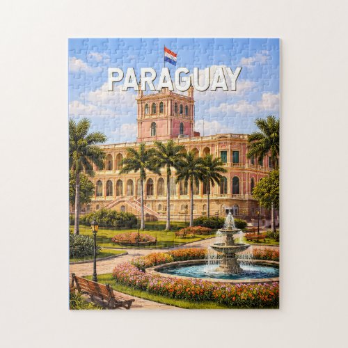 Paraguay Illustration Travel Art Vintage Jigsaw Puzzle Paraguay Illustration Travel Art Vintage Jigsaw Puzzle