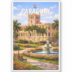 Paraguay Illustration Travel Art Vintage Sticker