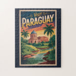 Paraguay Landscape Illustration Travel Art Vintage Jigsaw Puzzle<br><div class="desc">Paraguay retro vector travel design. Paraguay is a landlocked South American country known for its rich cultural heritage,  scenic rivers,  and relaxed rural landscapes. With a blend of indigenous and Spanish influences,  it offers an authentic and less-traveled destination in the heart of the continent.</div>
